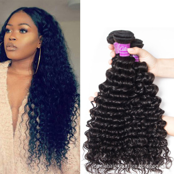 High Quality Wholesale Top Grade Deep Wave Curly Unprocessed Cuticle Aligned Hair Mink Brazilian Remy Hair Bundles